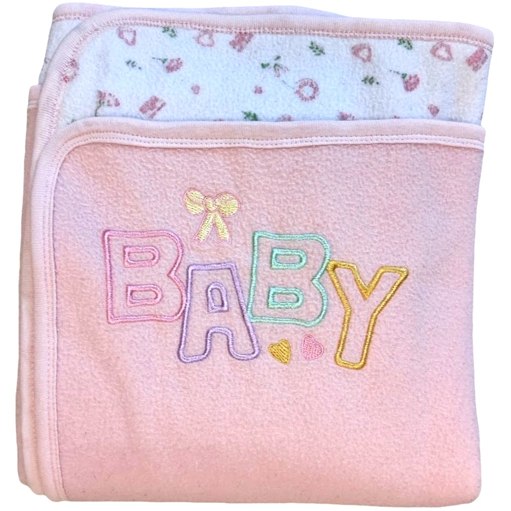 Vintage Baby Girl‎ Pink White Floral Blanket Soft Fleece 30x40 Unbranded